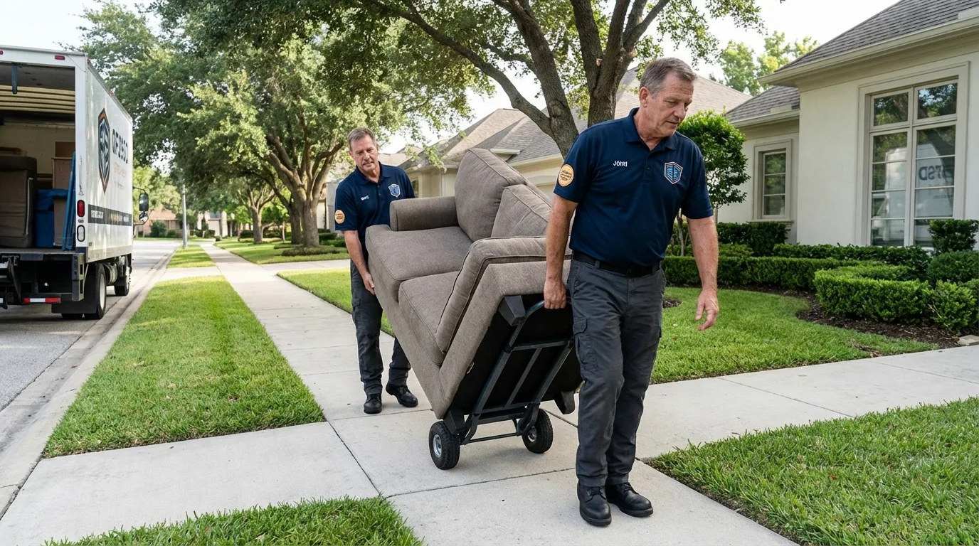 Local residential moving crew loading furniture in Oxford, ME